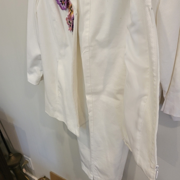 Bob Mackie Wearable Art Stunning Pants & Jacket In White Cotton Med - Picture 2 of 10